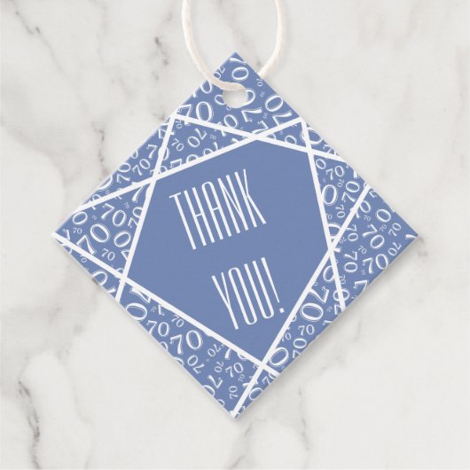 70ありがとう不思議なライン番号パターンブルー/ホワイト フェイバータグ (正面)