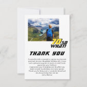 70おもしろいだから何引用文写真70誕生日 サンキューカード (正面)