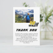 70おもしろいだから何引用文写真70誕生日 サンキューカード (スタンド正面)