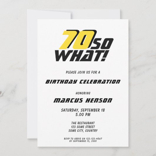 70おもしろいだから何引用文70誕生日 招待状 (正面)