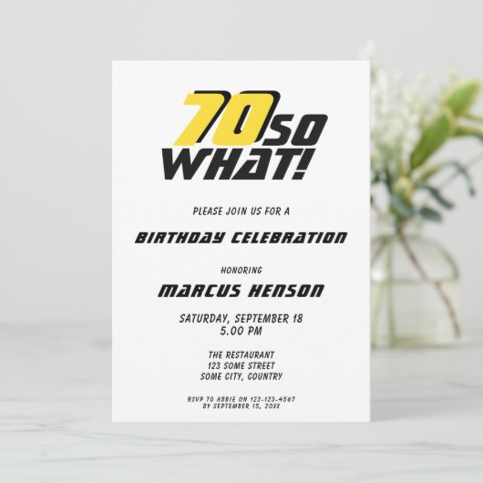 70おもしろいだから何引用文70誕生日 招待状 (スタンド正面)