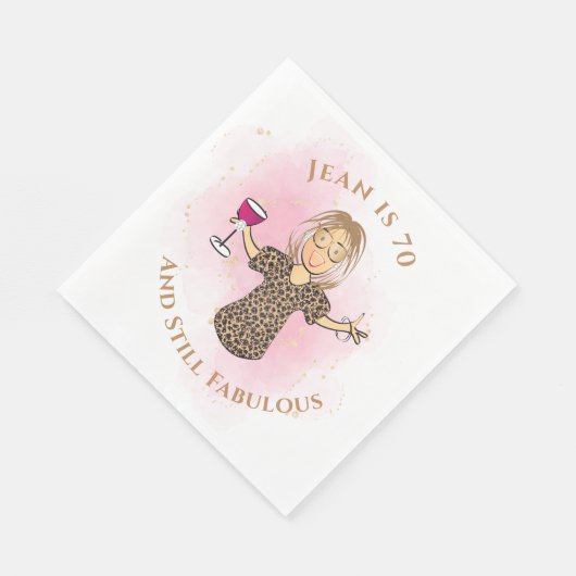 70おもしろいと彼女のピンク70誕生日のための素晴らしい スタンダードランチョンナプキン (角)