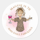 70おもしろいと素晴らしい漫画70誕生日民族 ラウンドシール (正面)