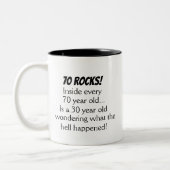 70おもしろい番目の誕生日ギフト ツートーンマグカップ (左)