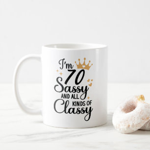 70おもしろい番目の誕生日サッシーとあらゆる種類のクラシック コーヒーマグカップ