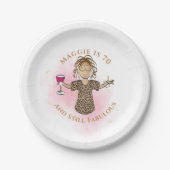 70おもしろい番目の誕生日ピンク民族70と素晴らしい ペーパープレート (正面)