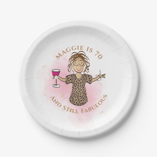 70おもしろい番目の誕生日ピンク民族70と素晴らしい ペーパープレート (正面)