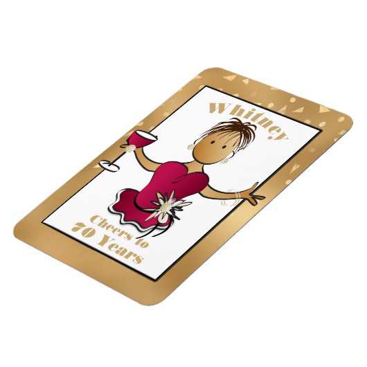 70おもしろい番目の誕生日応援から70漫画レッドワイン マグネット (左側)