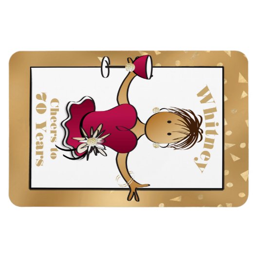 70おもしろい番目の誕生日応援から70漫画レッドワイン マグネット (横)