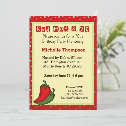 70おもしろい番目の誕生日招待状 招待状 (スタンド正面)