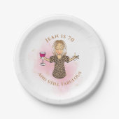 70おもしろい番目の誕生日金ゴールドピンク70と素晴らしい ペーパープレート (正面)