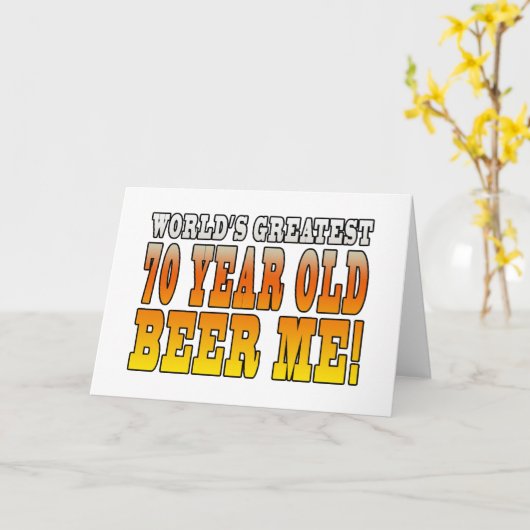 70おもしろい番目の誕生日：世界一70歳 カード (黄色い花)