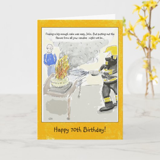 70おもしろい番誕生日カー男性へド:キャンドル… カード (黄色い花)