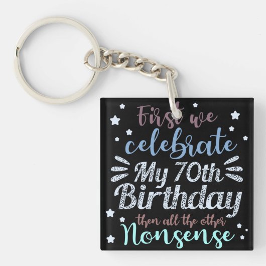 70おもしろい祝歳の誕生日 キーホルダー (正面)
