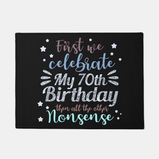 70おもしろい祝歳の誕生日 ドアマット (正面)