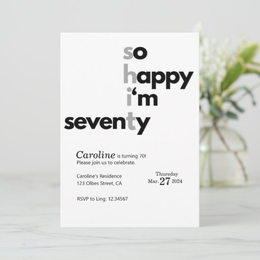 70おもしろい誕生日おもしろいフヌア笑わされる 招待状 (スタンド正面)