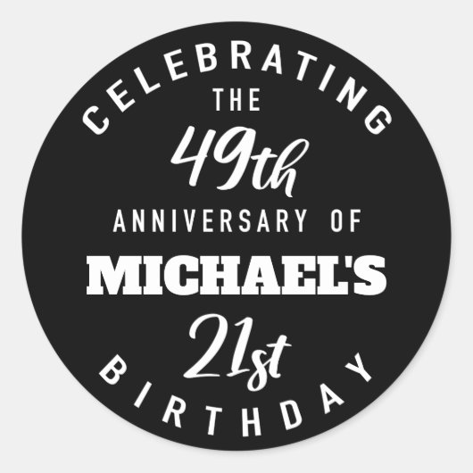 70おもしろい誕生日パーソナライズされた ラウンドシール (正面)