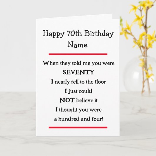 70おもしろい誕生日生意気な詩の誕生日カード カード (黄色い花)