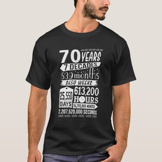 70おもしろい誕生日70歳サインGagギフト Tシャツ (正面)