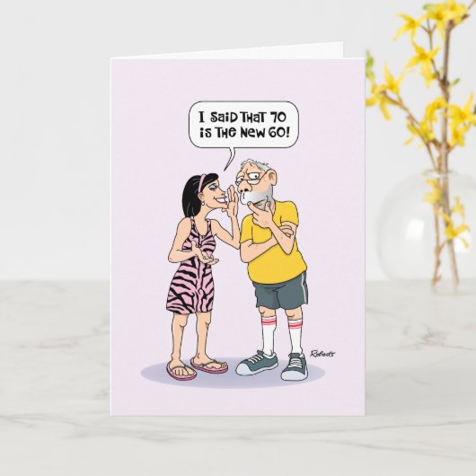 70おもしろい誕生日 カード (黄色い花)