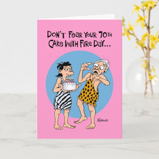 70おもしろい誕生日 カード (黄色い花)