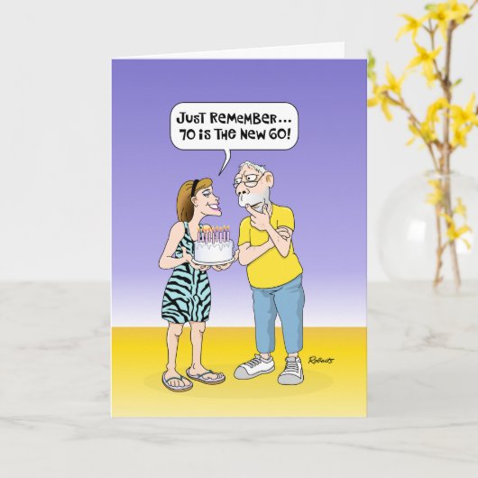 70おもしろい誕生日 カード (黄色い花)