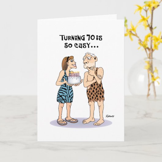 70おもしろい誕生日 カード (黄色い花)