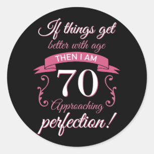 70おもしろい誕生日「完璧」 ラウンドシール