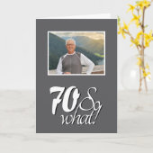 70おもしろいso 70th誕生日写真 カード (黄色い花)