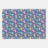 70お誕生日ケーキプレゼントバルーン青 ラッピングペーパーシート (正面)