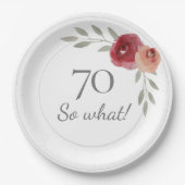 70そおもしろいの水の色フローラ70誕生日 ペーパープレート (正面)