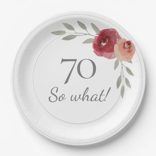 70そおもしろいの水の色フローラ70誕生日 ペーパープレート (正面)