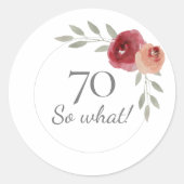 70そおもしろいの水の色フローラ70誕生日 ラウンドシール (正面)