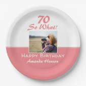 70だからおもしろい引用文70番目の誕生日写真 ペーパープレート (正面)