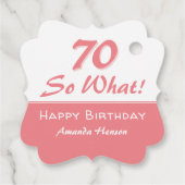 70だから何おもしろいことわざスクリプトピンク70誕生日 フェイバータグ (裏面)