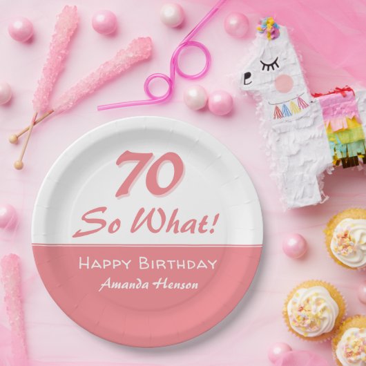 70だから何おもしろいことわざスクリプトピンク70誕生日 ペーパープレート (パーティー)