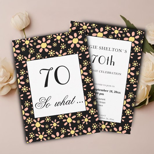 70だから何おもしろいフローラ70番目の誕生日招待状 招待状