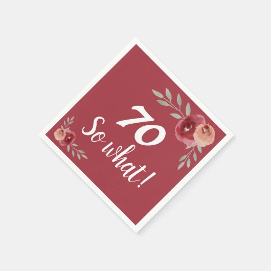 70だから何おもしろいレッドローズフローラ70誕生日 スタンダードカクテルナプキン (角)