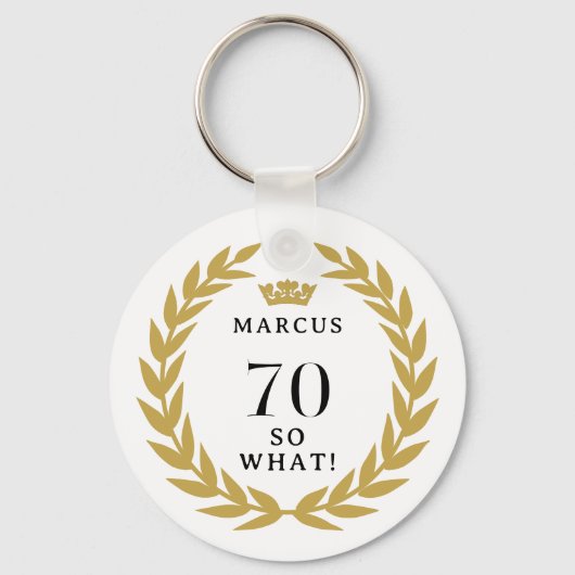 70だから何おもしろいローレルリースクラウン70誕生日 キーホルダー (裏面)