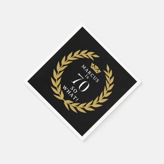 70だから何おもしろいローレルリースクラウン70誕生日 スタンダードカクテルナプキン (角)