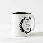 70だから何おもしろいローレルリースクラウン70誕生日 ツートーンマグカップ (正面右)