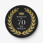 70だから何おもしろいローレルリースクラウン70誕生日 ペーパープレート (正面)