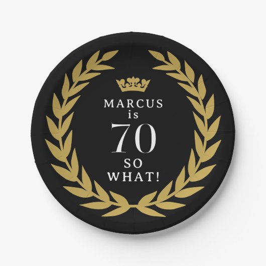 70だから何おもしろいローレルリースクラウン70誕生日 ペーパープレート (正面)