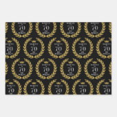 70だから何おもしろいローレルリースクラウン70誕生日 ラッピングペーパーシート (正面3)