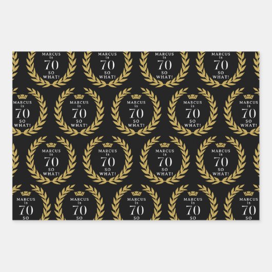 70だから何おもしろいローレルリースクラウン70誕生日 ラッピングペーパーシート (正面)