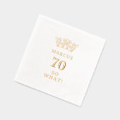 70だから何おもしろいローレルリースクラウン70誕生日 箔ナプキン (左)