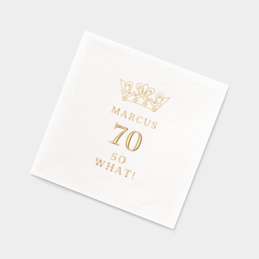 70だから何おもしろいローレルリースクラウン70誕生日 箔ナプキン (左)