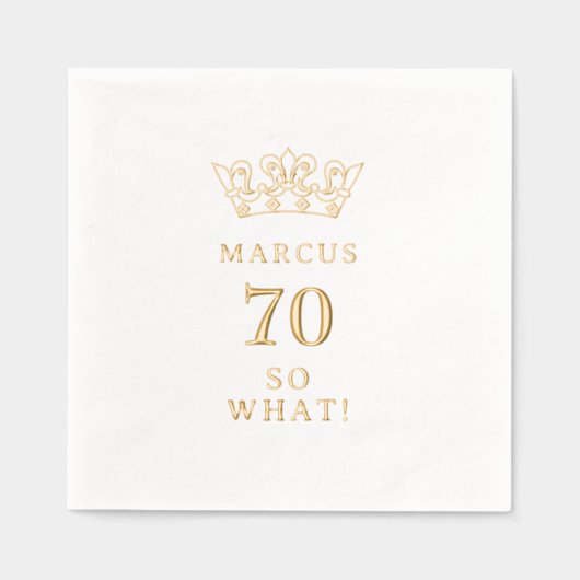 70だから何おもしろいローレルリースクラウン70誕生日 箔ナプキン (正面)