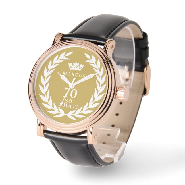 70だから何おもしろいローレルリースクラウン70誕生日 腕時計 (傾斜)