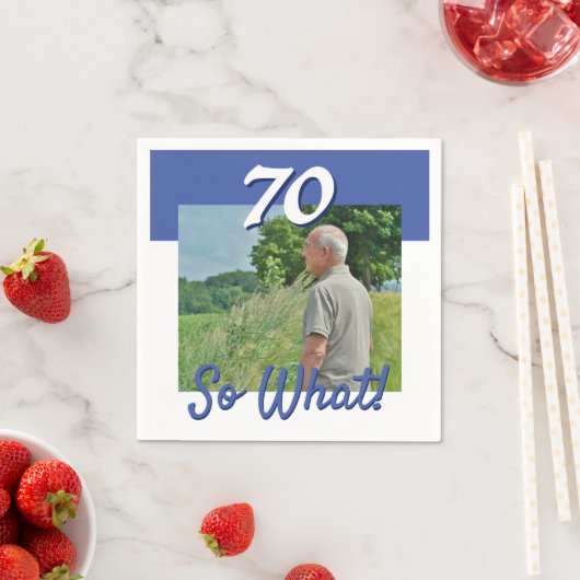 70だから何おもしろい引用文写真70th誕生日パーティー スタンダードカクテルナプキン (インサイチュ)